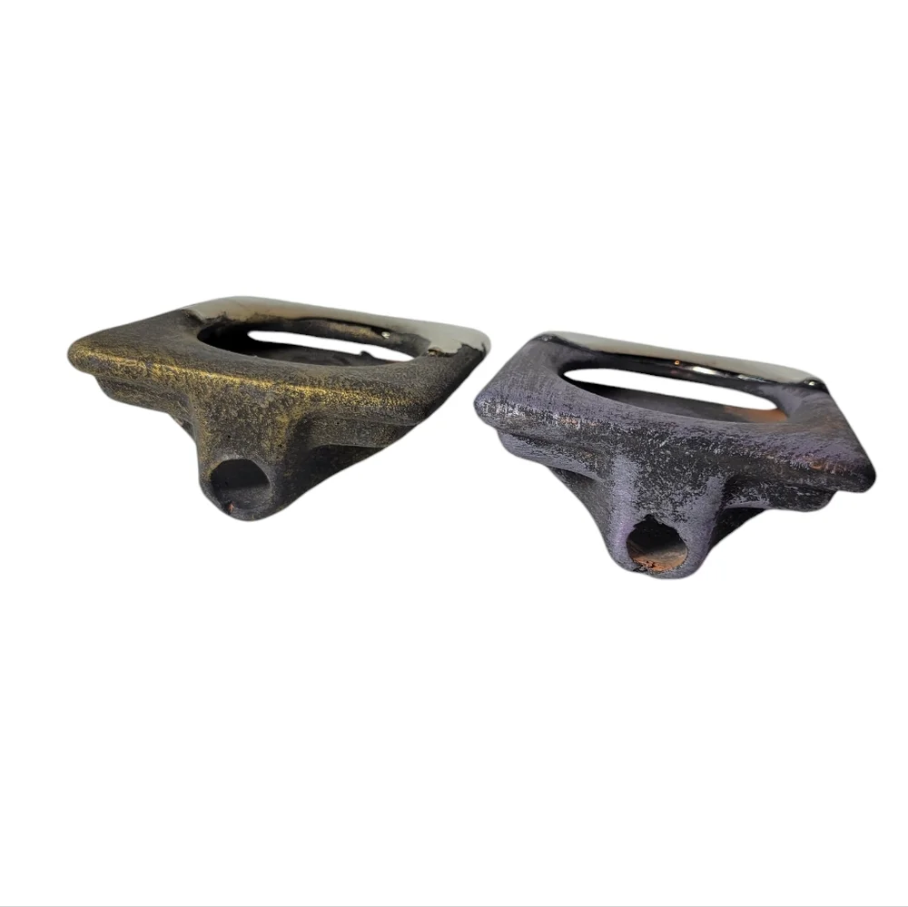 Rustic metallic glazed pottery picture frames set of 2 gold gray